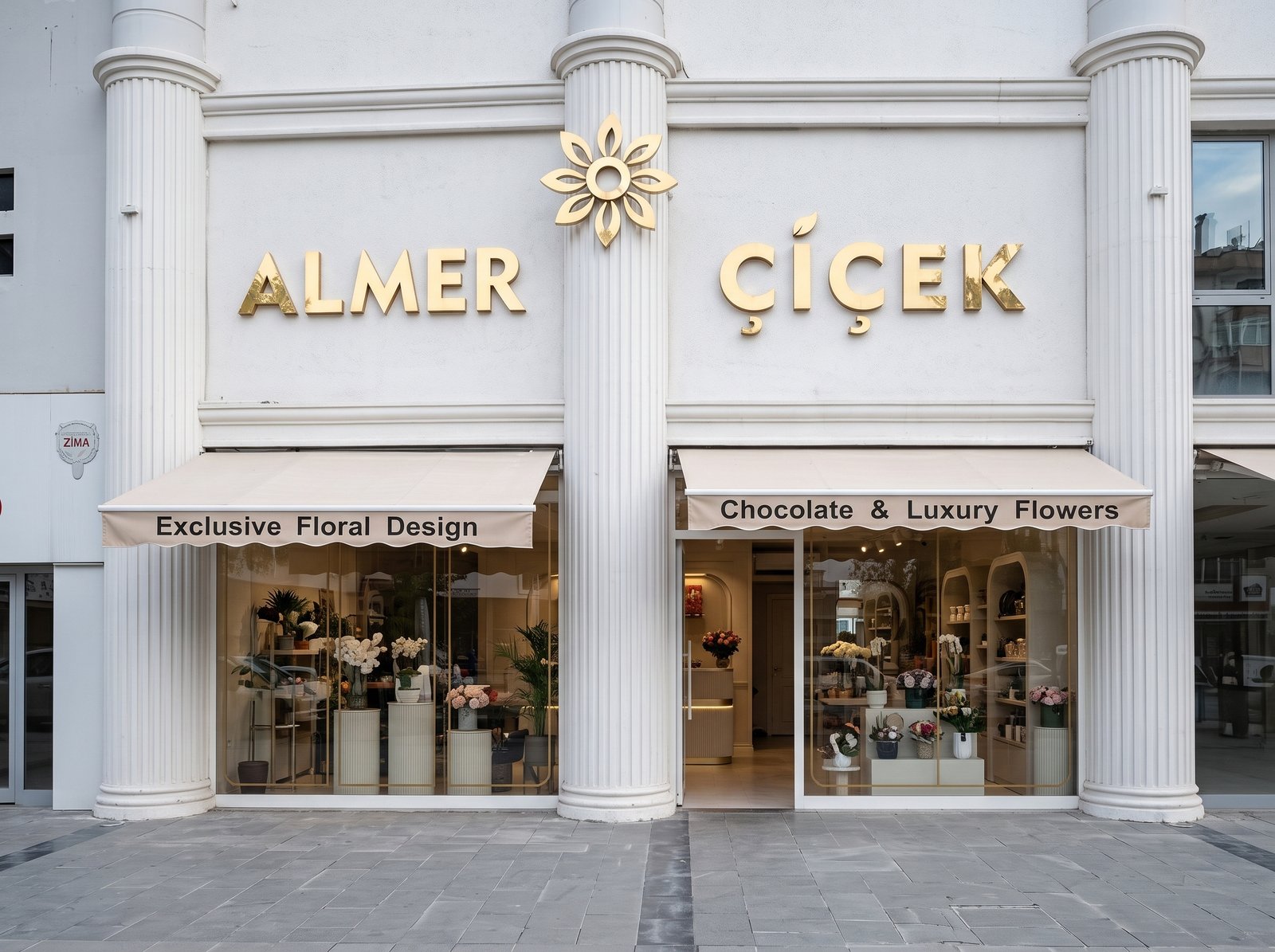 Almer Çiçek Merkez şubesi mağaza vitrini